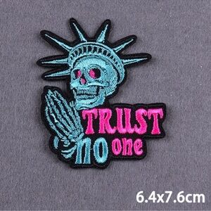 Iron On Patch, Trust No One Iron On Patch Statue of Liberty Skeleton